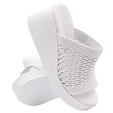 Klapki damskie profilaktyczne wysokie ażurowe na koturnie